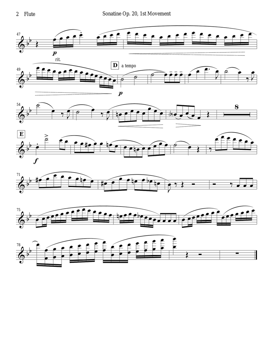 Sonatine by Kuhlau for Flute and Piano Flute Solo scores gallery preview page 2