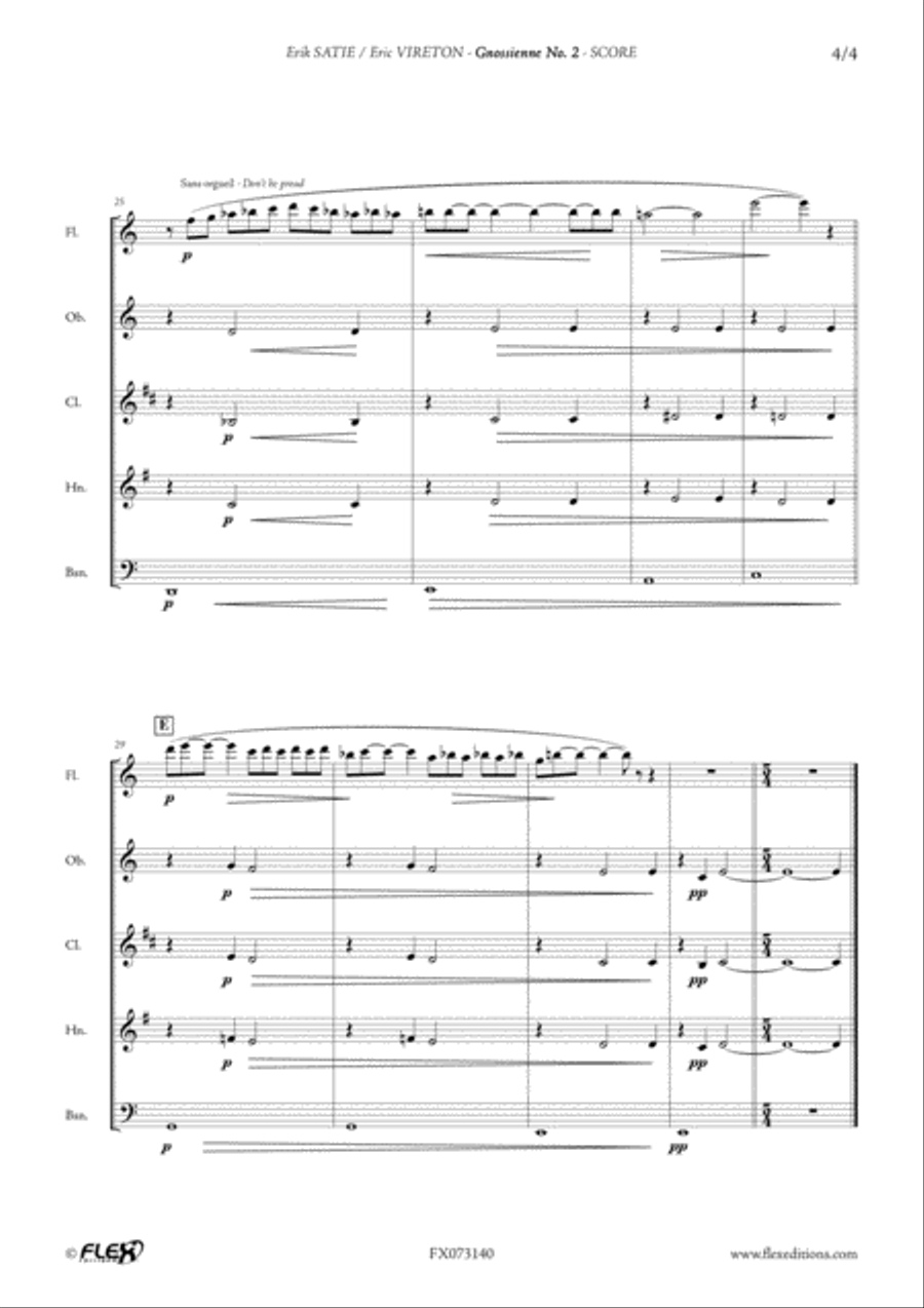 Gnossienne No. 2 Woodwind Quintet scores gallery preview page 5