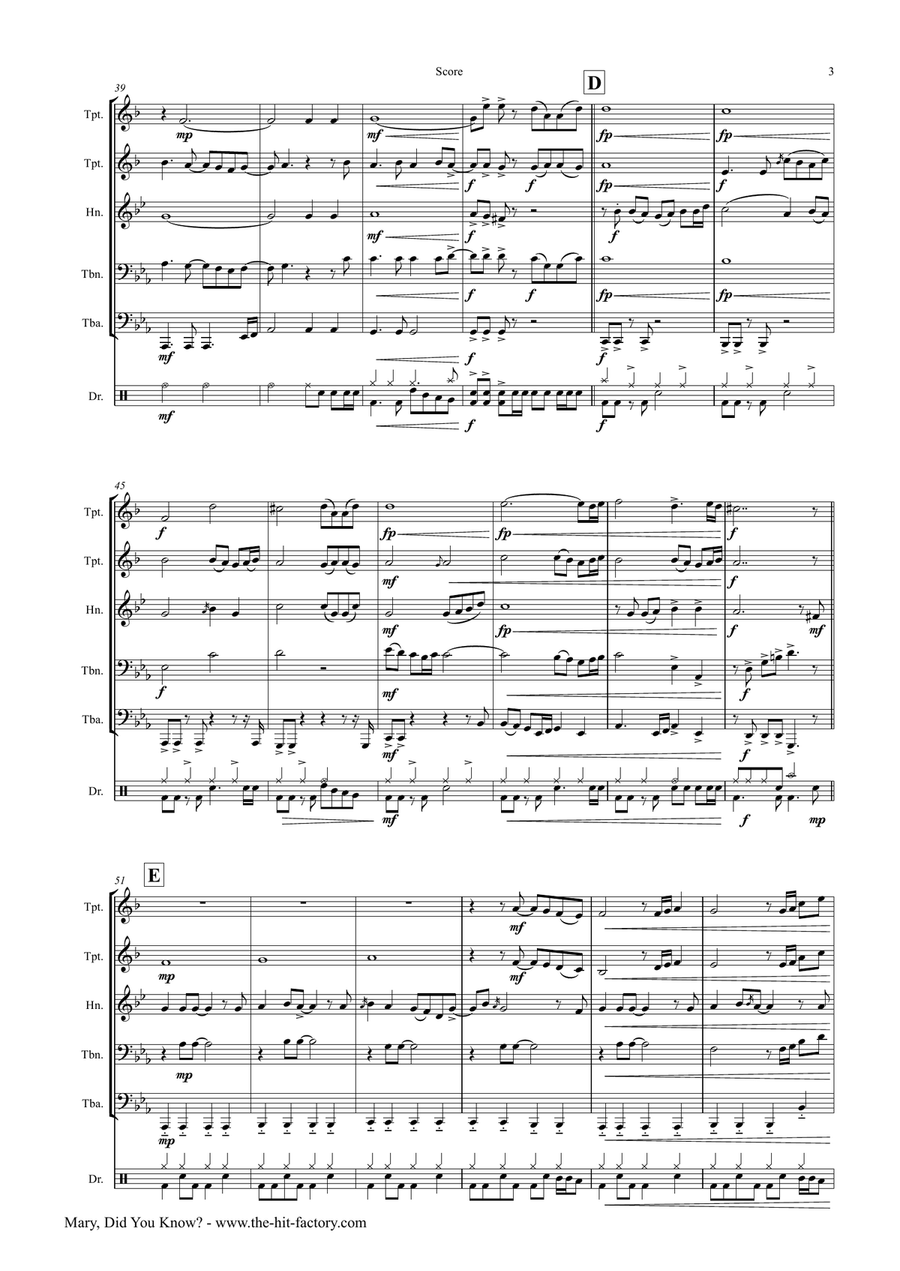 Mary, Did You Know? Brass Ensemble scores gallery preview page 3