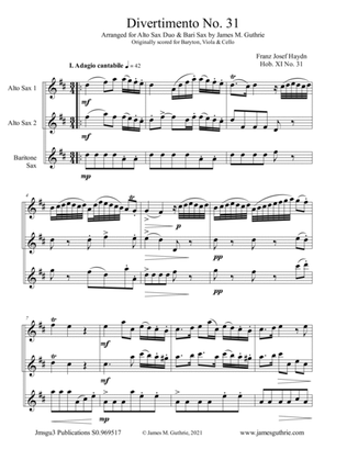 Haydn: Divertimento No. 31 for Sax Trio