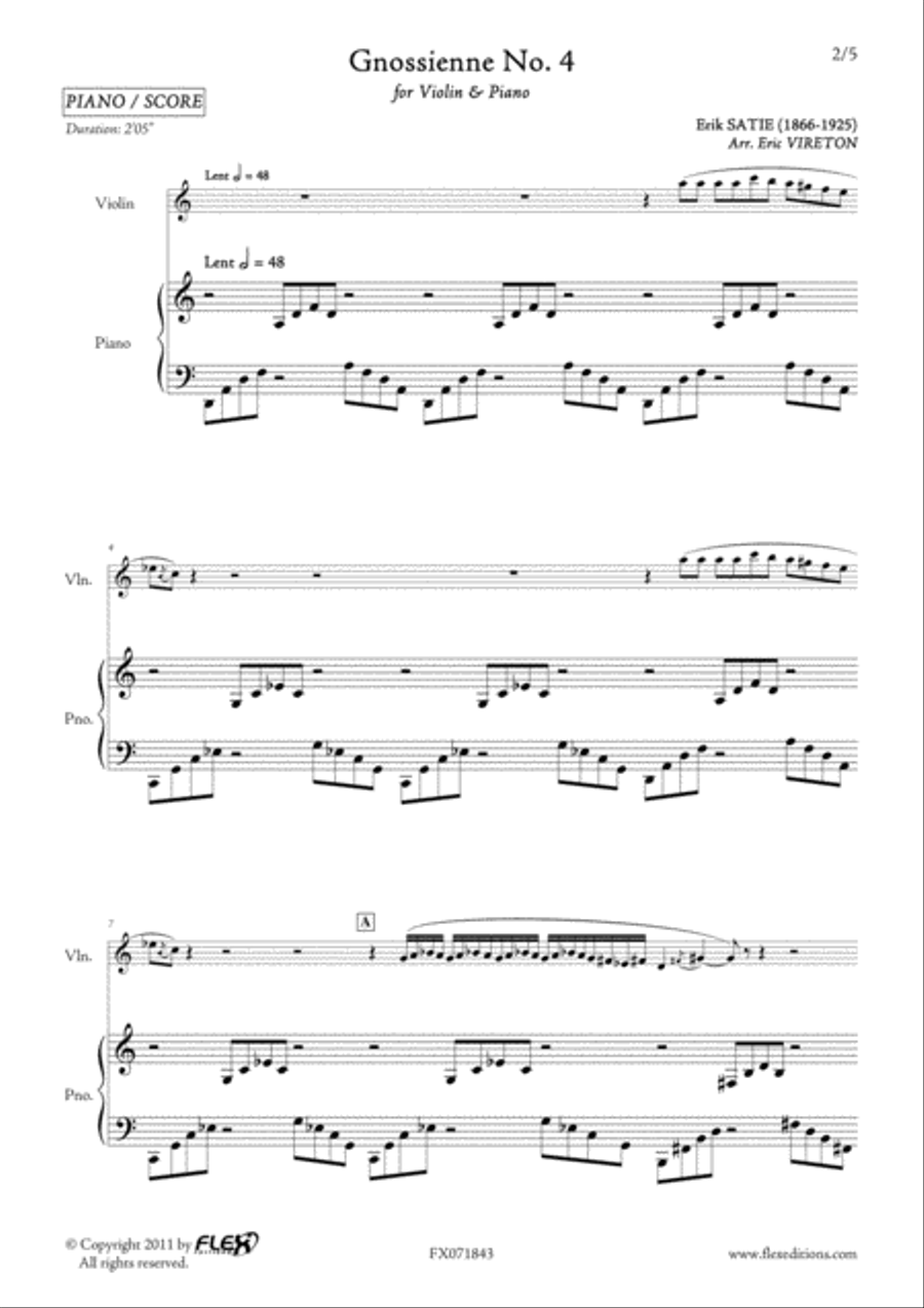 Gnossienne No. 4 Violin Solo scores gallery preview page 2