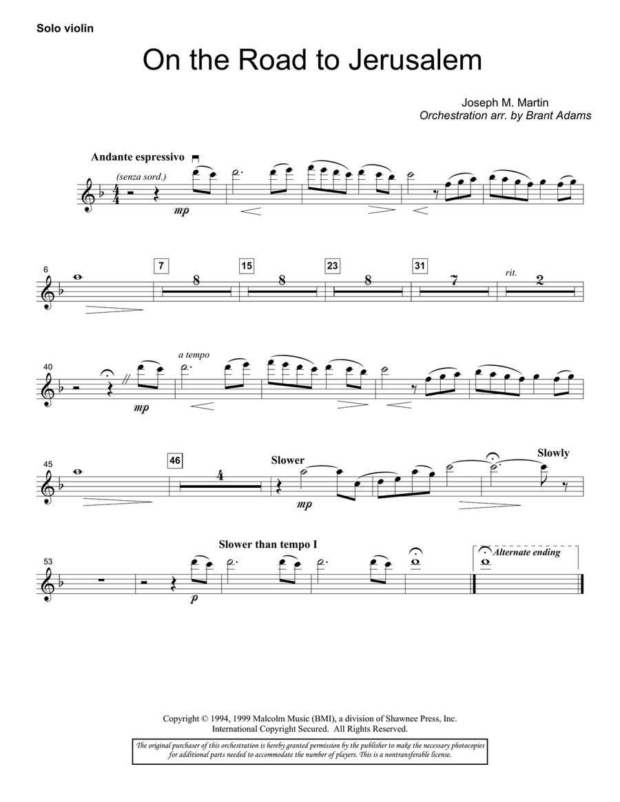 On The Road To Jerusalem - Solo Violin