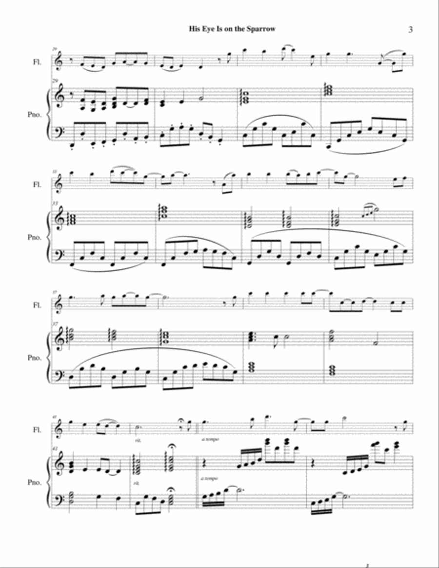 His Eye Is on the Sparrow Flute Solo scores gallery preview page 4