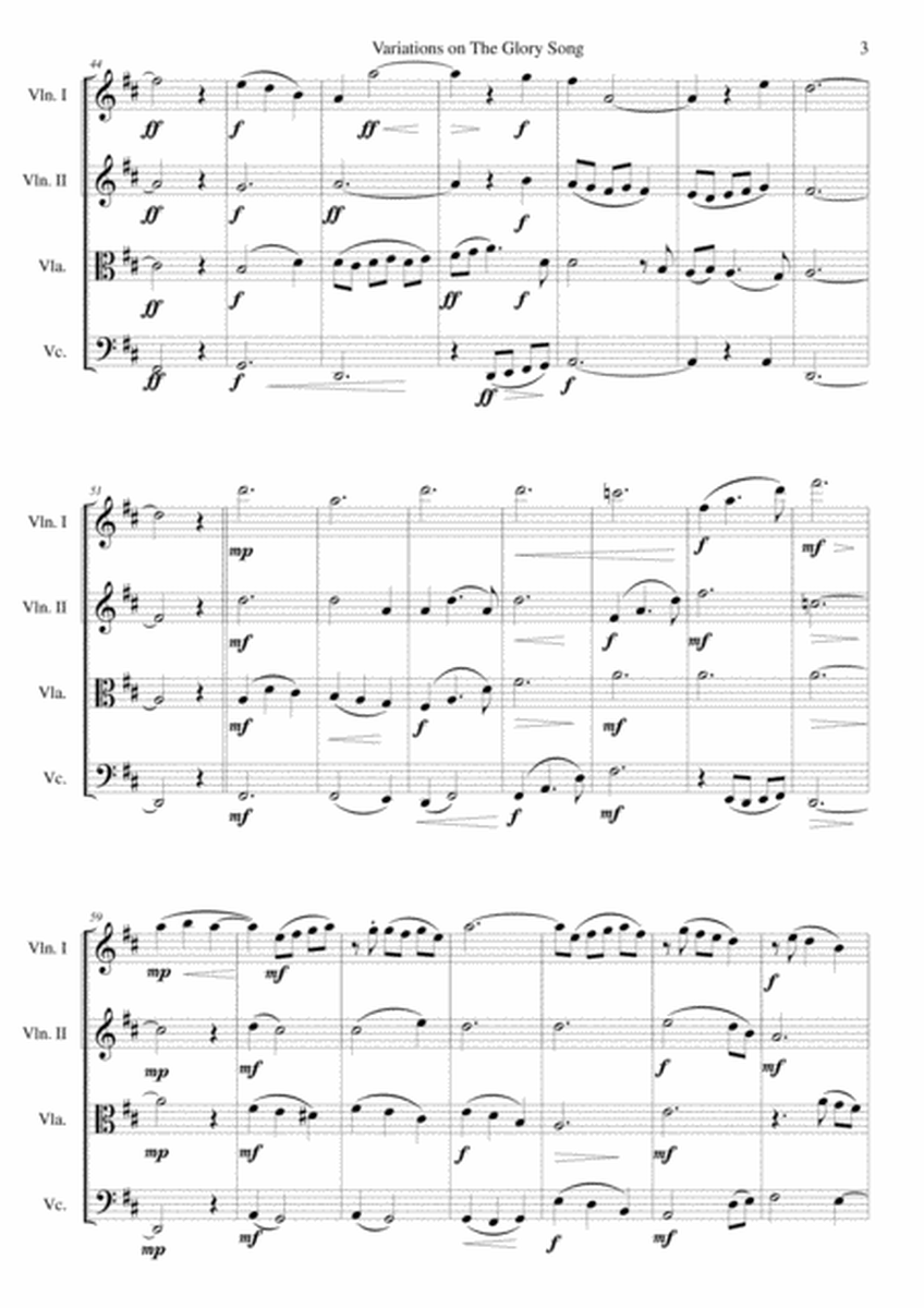 Variations on the Glory Song for string quartet image number null