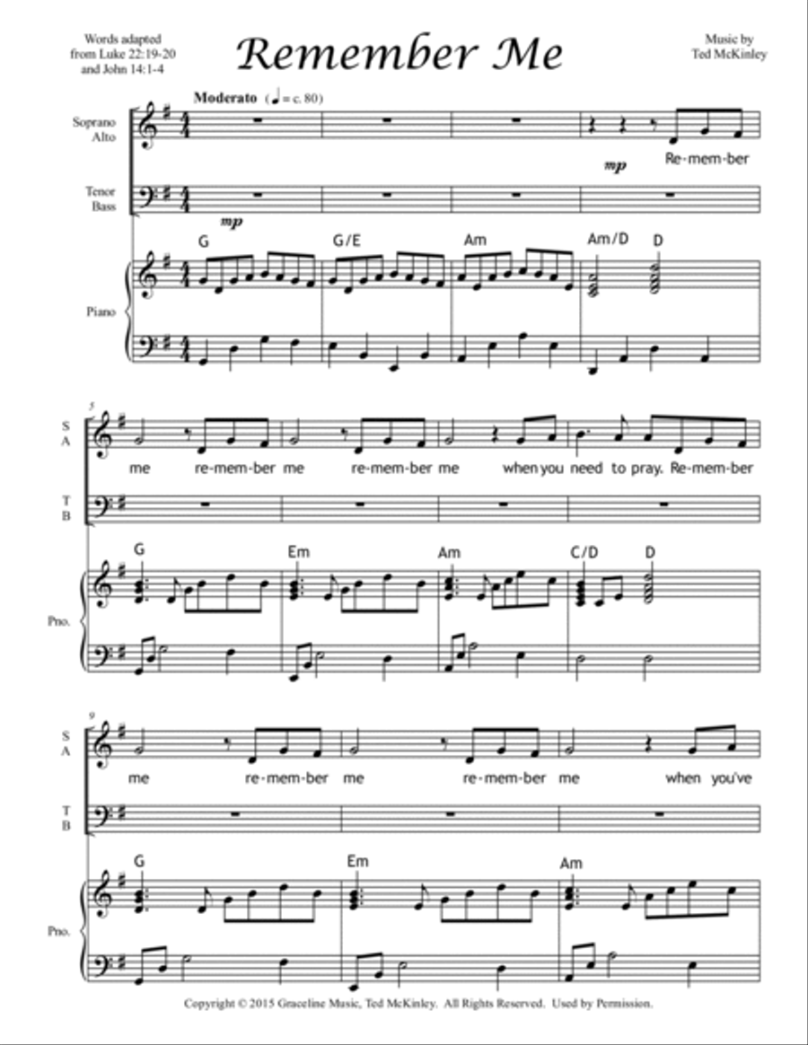 Jesus Remember Me Jesus Remember Me 4-Part scores gallery preview page 2