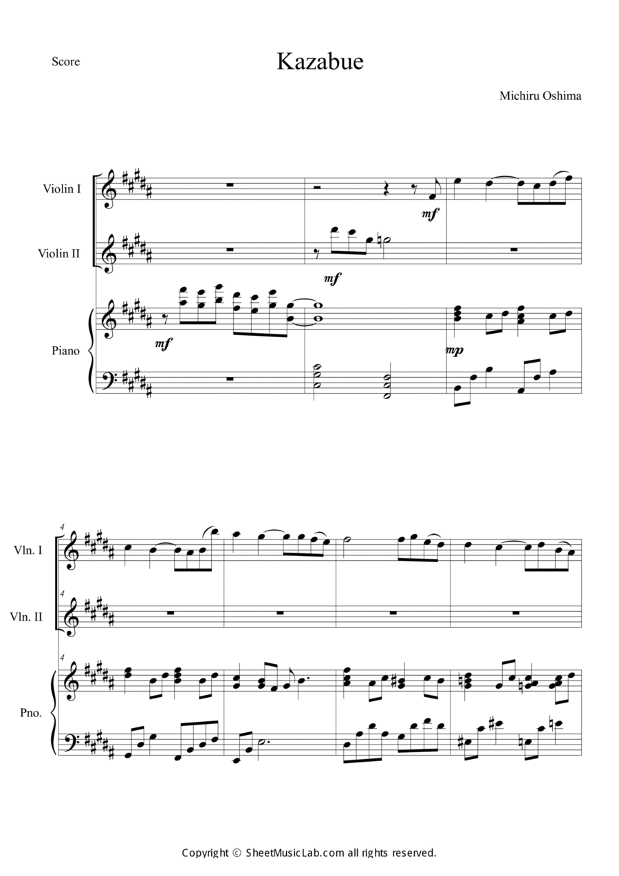 Kazabue Kazabue Piano Trio scores gallery preview page 1