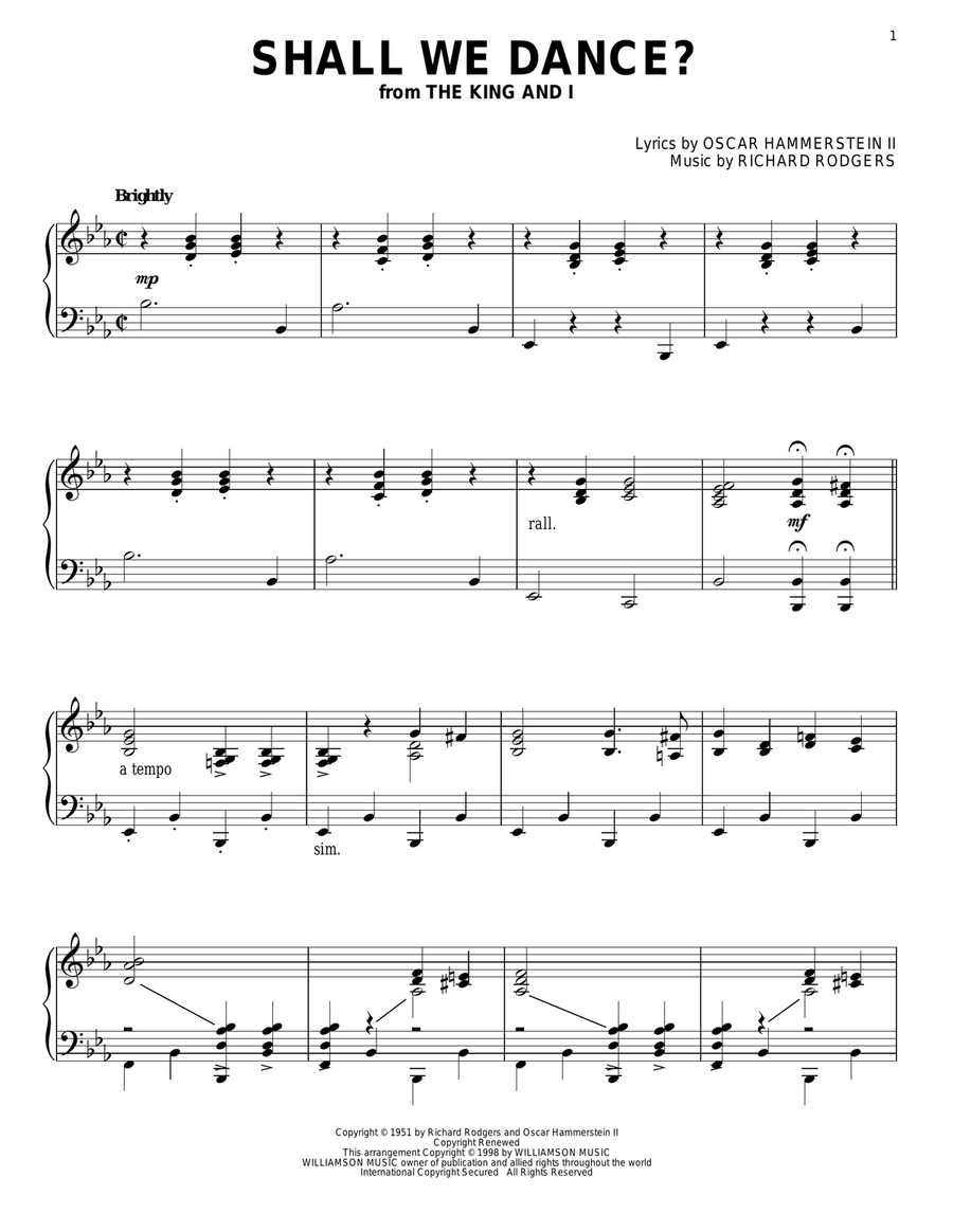 Shall We Dance? Shall We Dance? Piano Solo scores gallery preview page 1