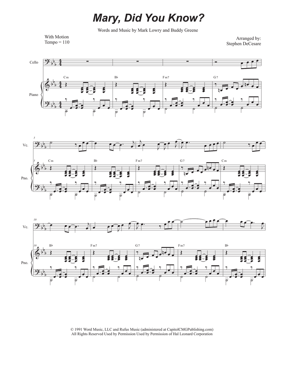 Mary, Did You Know? Piano scores gallery preview page 1