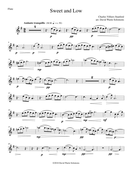 Sweet and Low (Stanford's setting) arranged for wind quartet and string quartet image number null