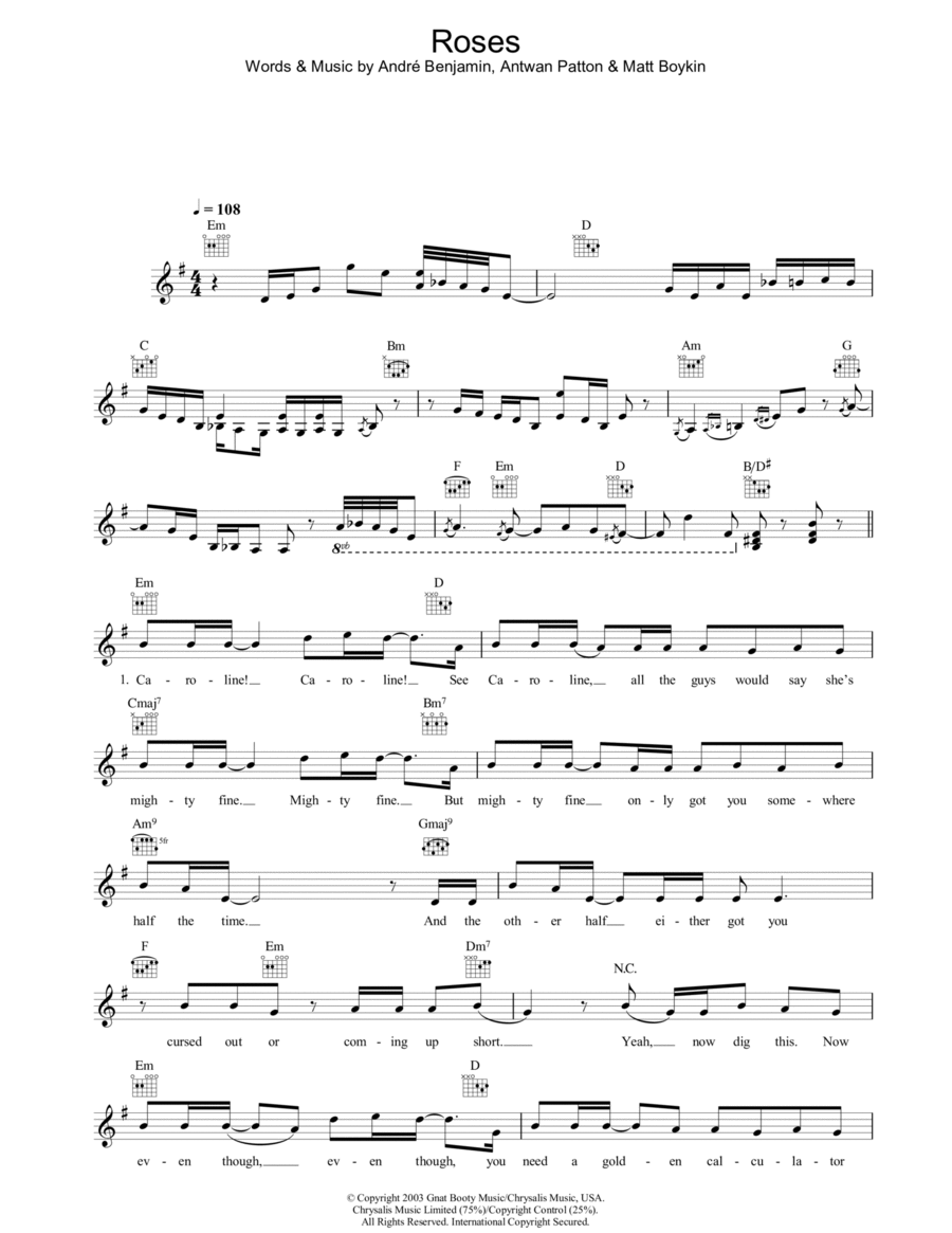 Roses Piano scores gallery preview page 1