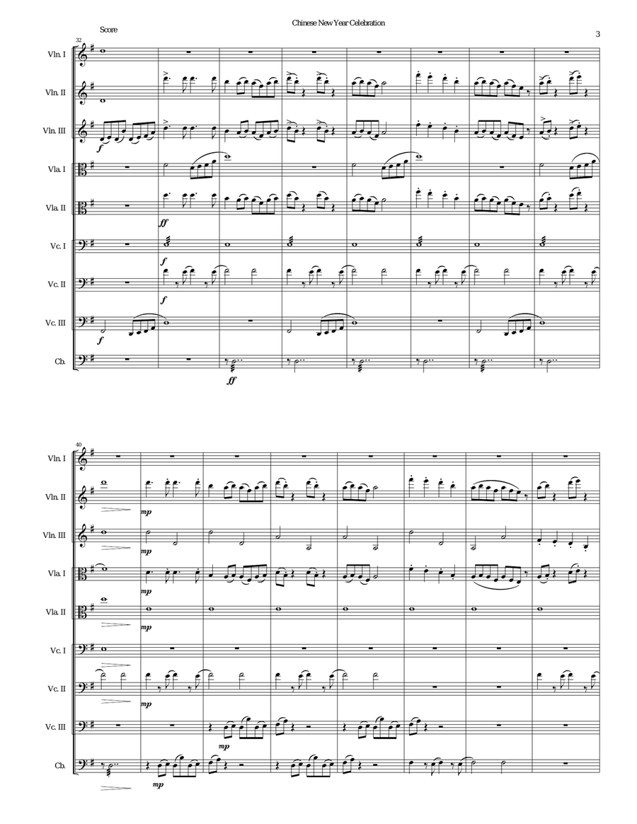 Chinese New Year Celebration for string orchestra String Orchestra scores gallery preview page 3