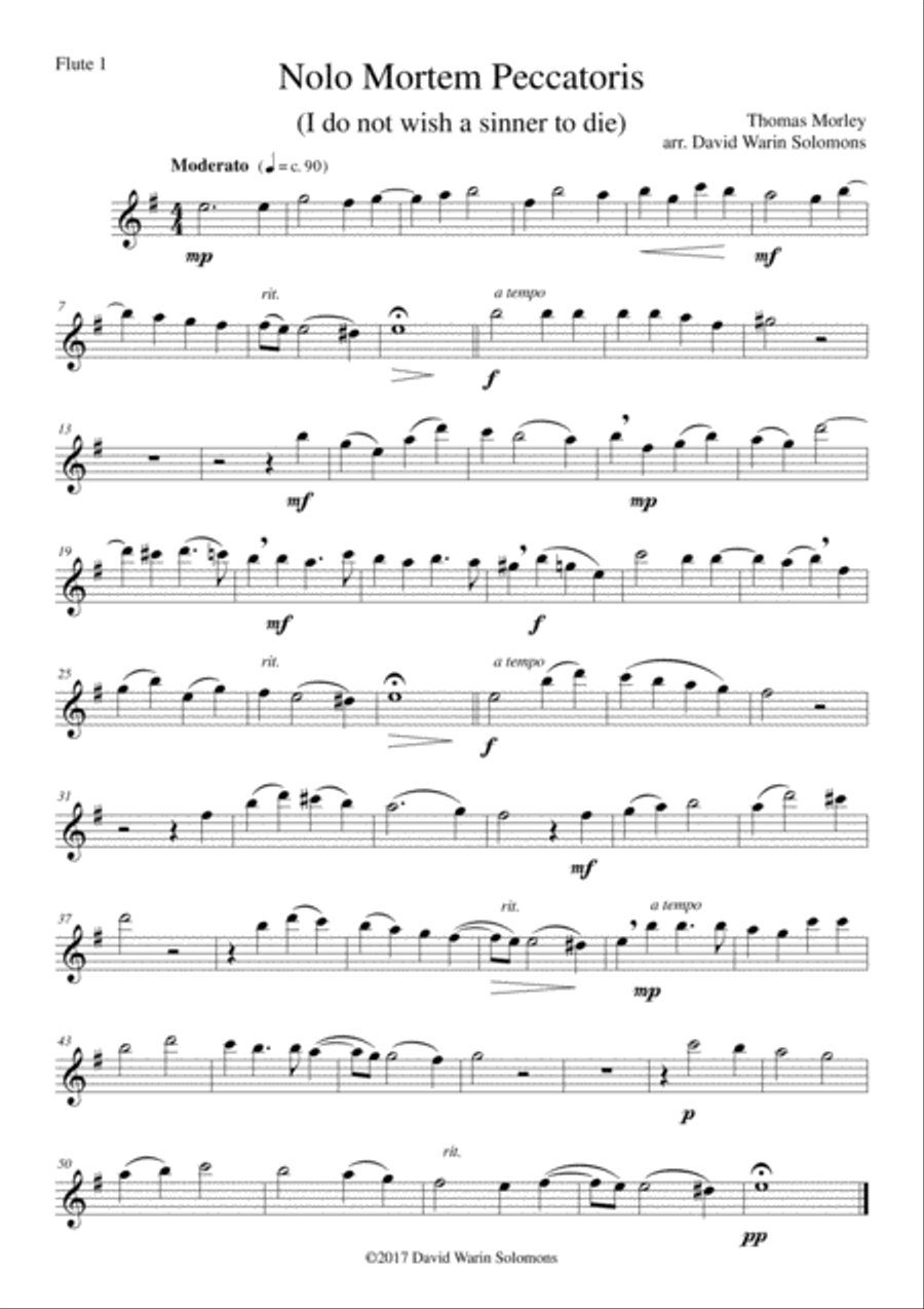 Nolo mortem peccatoris (I do not wish a sinner to die) for flute quartet Flute Quartet scores gallery preview page 4