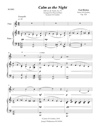 Bohm: Calm as the Night for Flute & Piano
