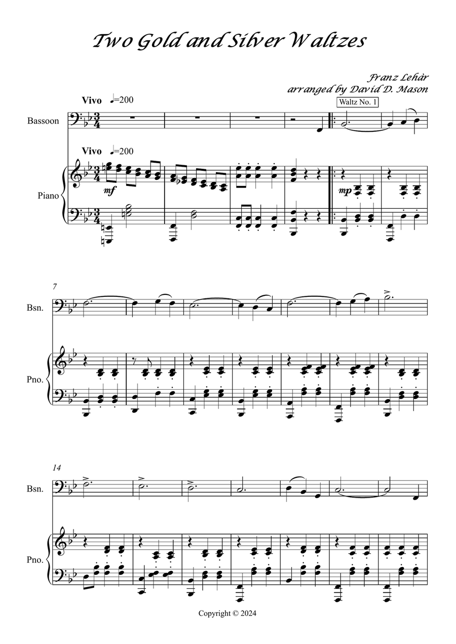 Two Gold and Silver Waltzes Bassoon scores gallery preview page 2