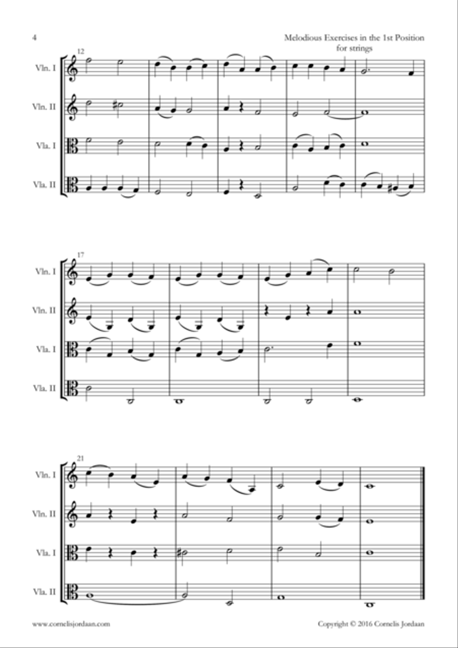 Melodious Exercises in the 1st Position, for 2 violins & 2 violas String Duet scores gallery preview page 4
