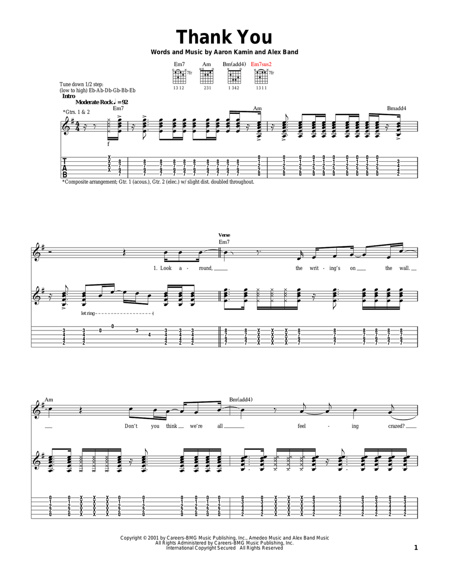Thank You Acoustic Guitar scores gallery preview page 1