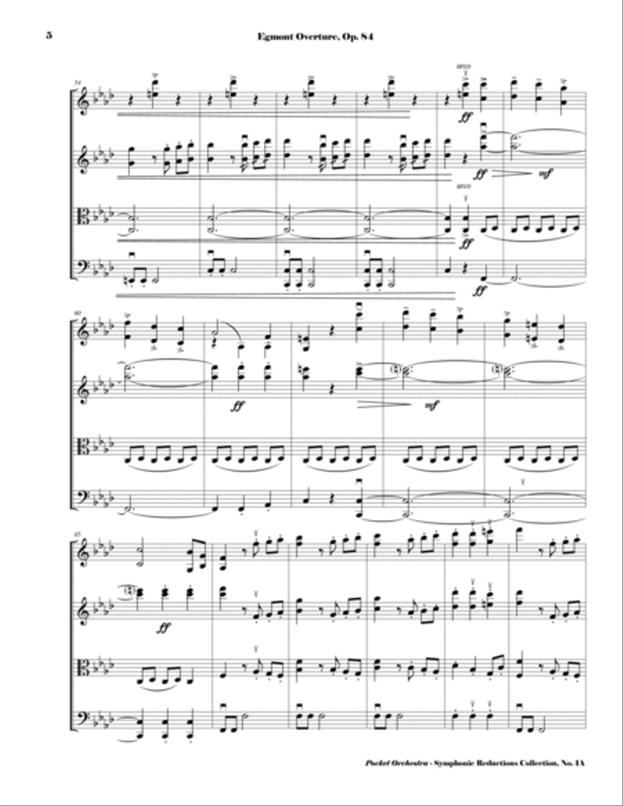 Beethoven - Egmont Overture, Op. 84 - String Quartet Arrangement - Score String Quartet scores gallery preview page 6
