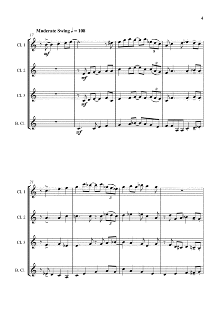 Londonderry Air (Danny Boy) - Jazz Arrangement for Clarinet Quartet Londonderry Air (Danny Boy) - Jazz Arrangement for Clarinet Quartet Clarinet Quartet scores gallery preview page 5