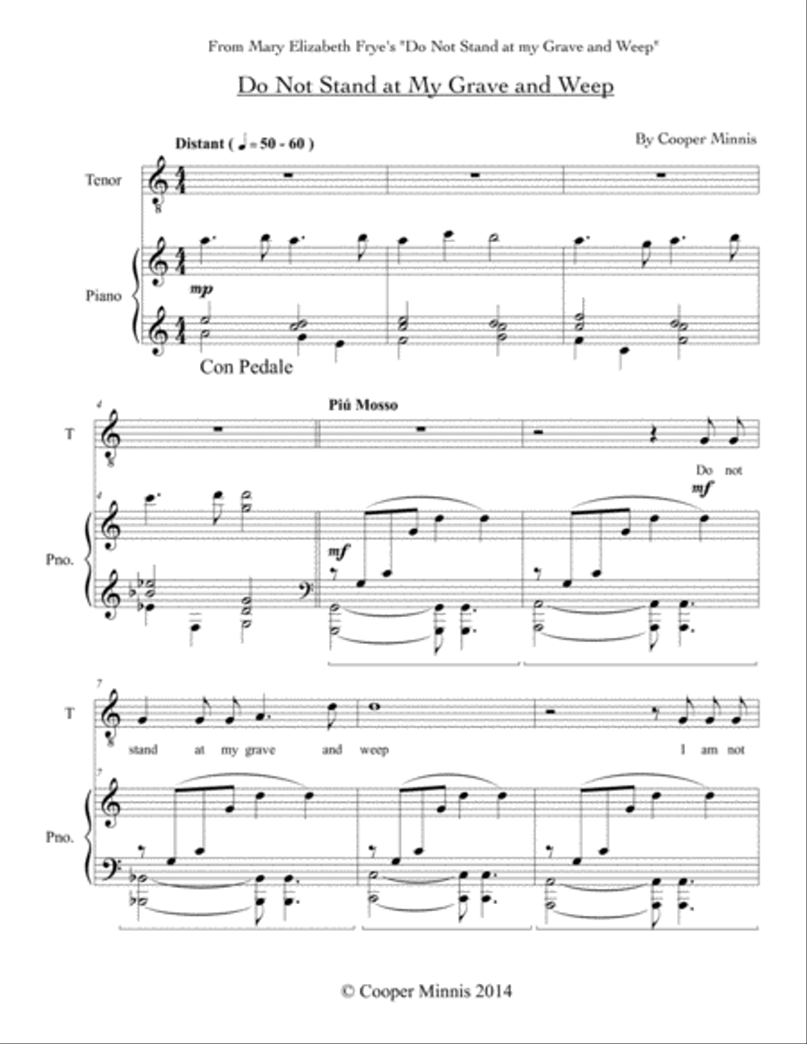 Do Not Stand at My Grave and Weep Tenor Voice scores gallery preview page 3