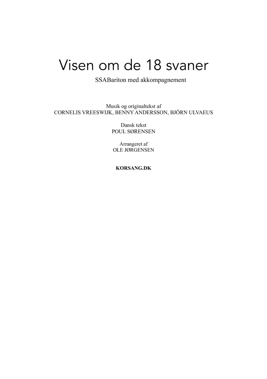 Visen Om De Atten Svaner (jeg Drømte Om Atten Svaner I Nat) 3-Part scores gallery preview page 1