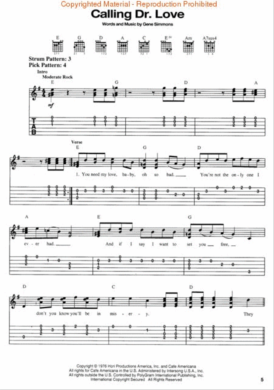 Kiss for Easy Guitar Kiss for Easy Guitar Guitar Tablature scores gallery preview page 3
