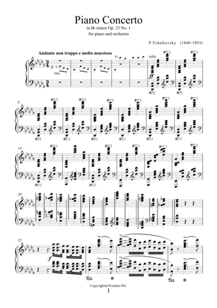 Concerto in Bb minor Op.23 No.1 by  for piano and orchestra