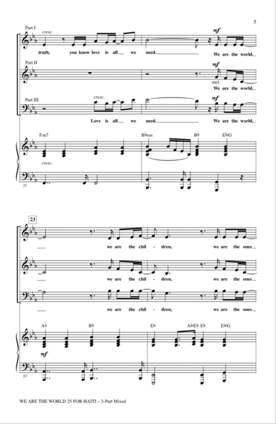 We Are The World 25 For Haiti 3-Part scores gallery preview page 4