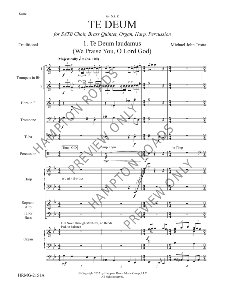 Te Deum (Organ, Brass, Percussion Score) Organ scores gallery preview page 6