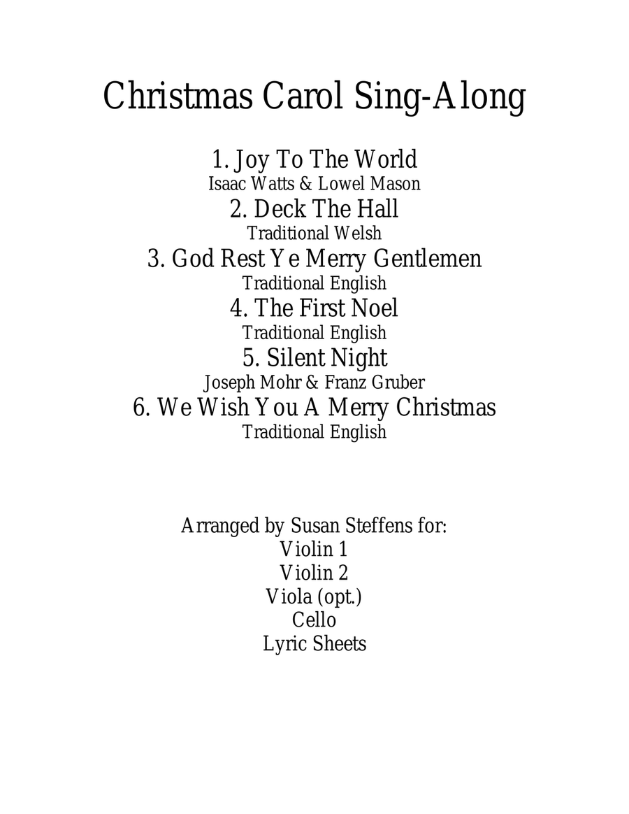 Christmas Carol Sing-Along with Lyric Sheets String Quartet scores gallery preview page 1
