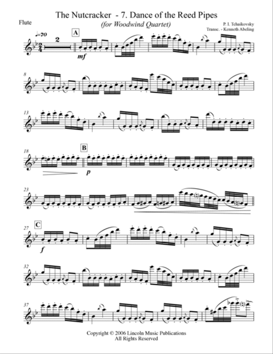 The Nutcracker Suite - 7. Dance of the Reed Flutes (for Woodwind Quartet) Woodwind Quartet scores gallery preview page 5