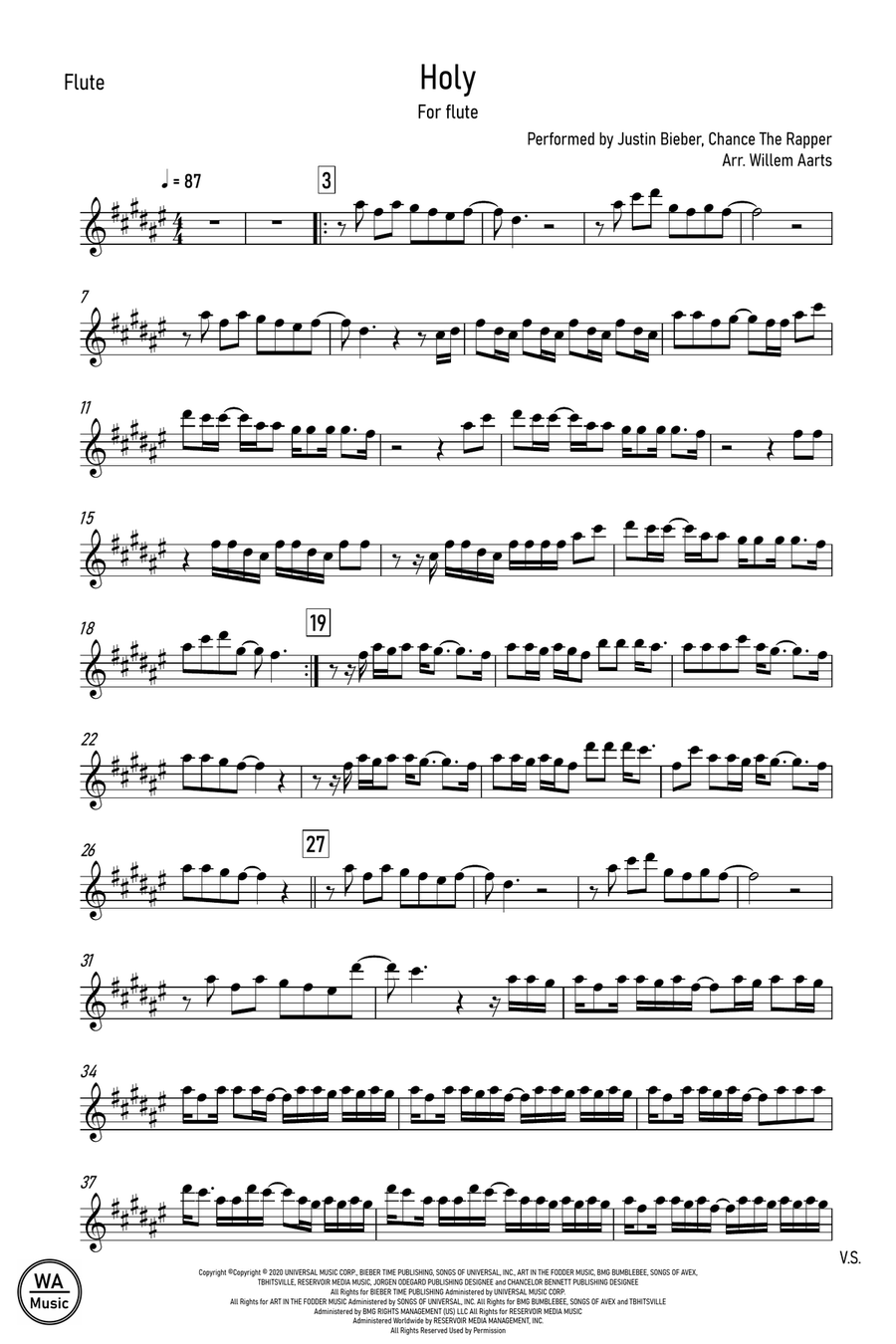 Holy Holy Flute Solo scores gallery preview page 1