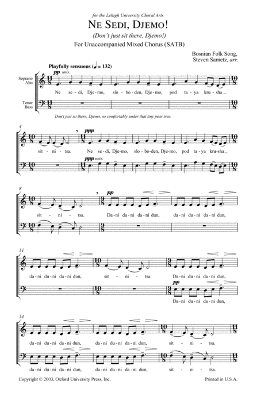 Ne sedi, Djemo (Don't just sit there, Djemo!) 4-Part scores gallery preview page 2
