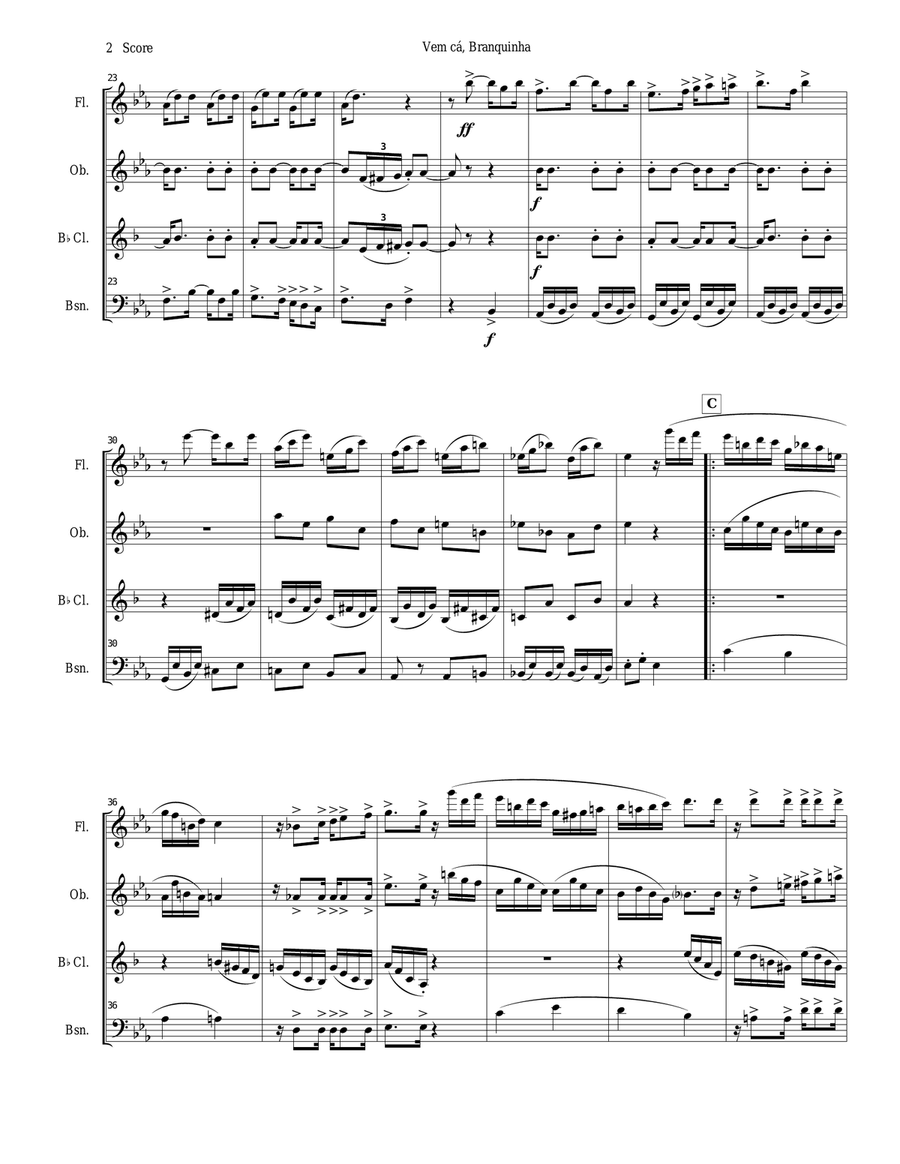 Woodwind quartet - Tango by Ernesto Nazareth Woodwind Quartet scores gallery preview page 2