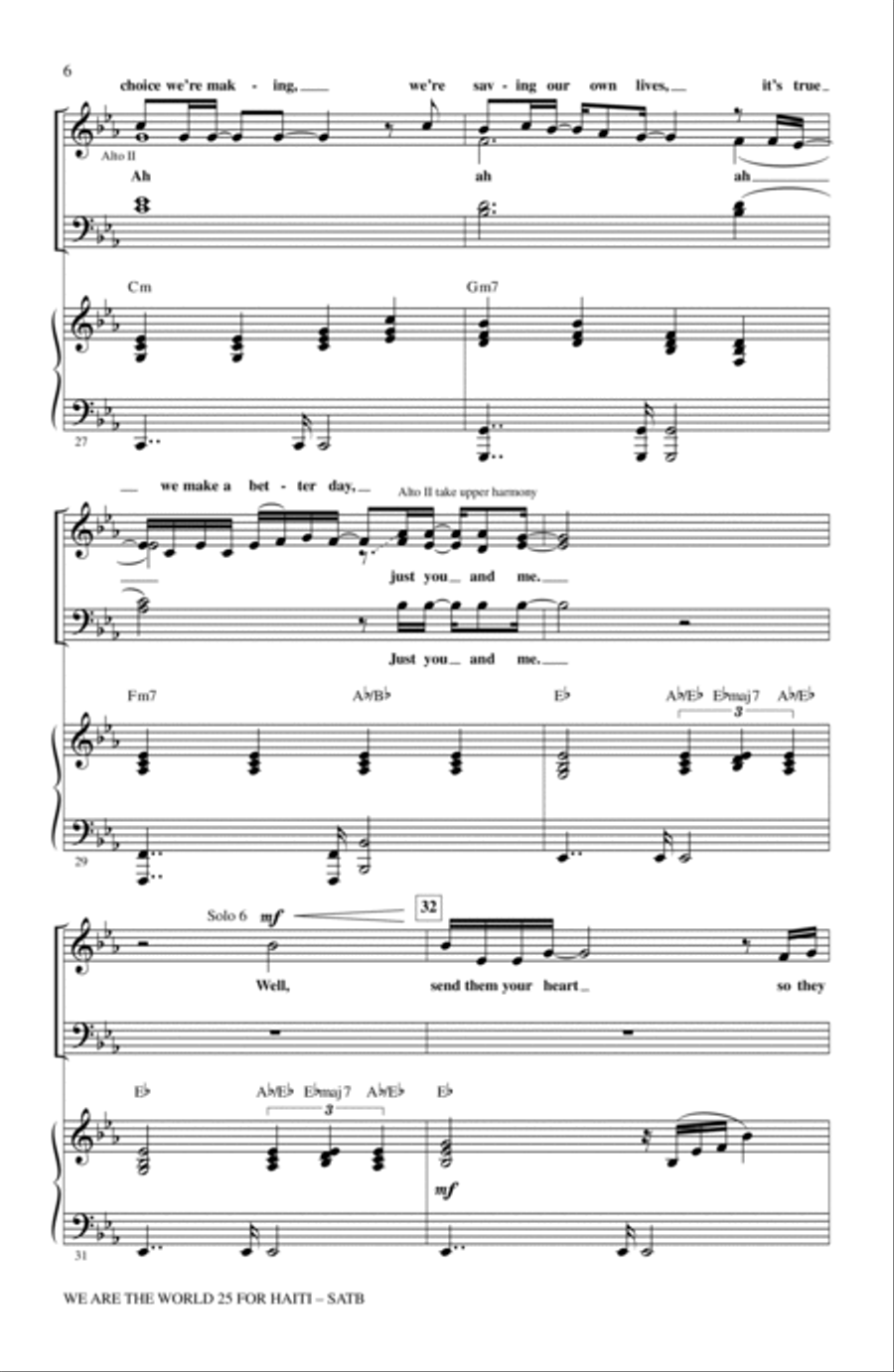 We Are The World 25 For Haiti 4-Part scores gallery preview page 5