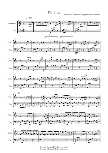 Fur Elise for Euphonium and Tuba Duet image number null