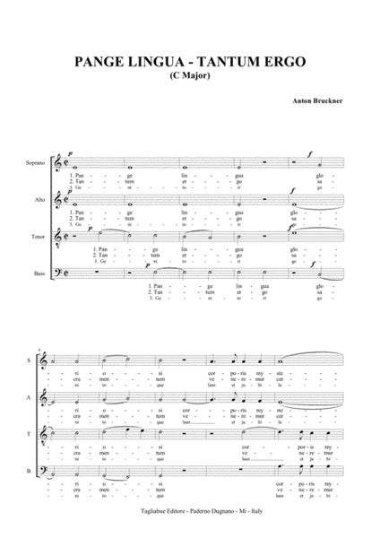 PANGE LINGUA - TANTUM ERGO - (C major) - WAB 33 - Anton Bruckner - For SATB Choir image number null