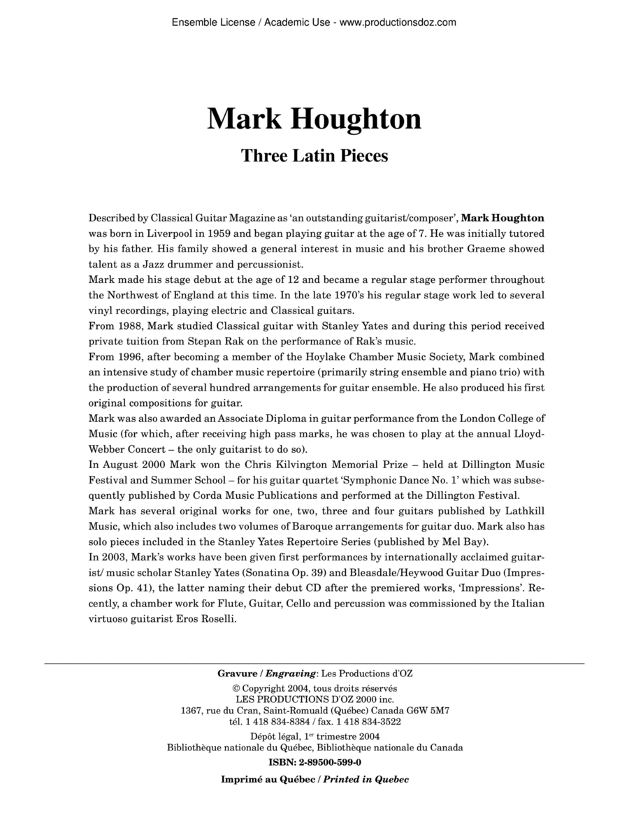 Three Latin Pieces Classical Guitar scores gallery preview page 1