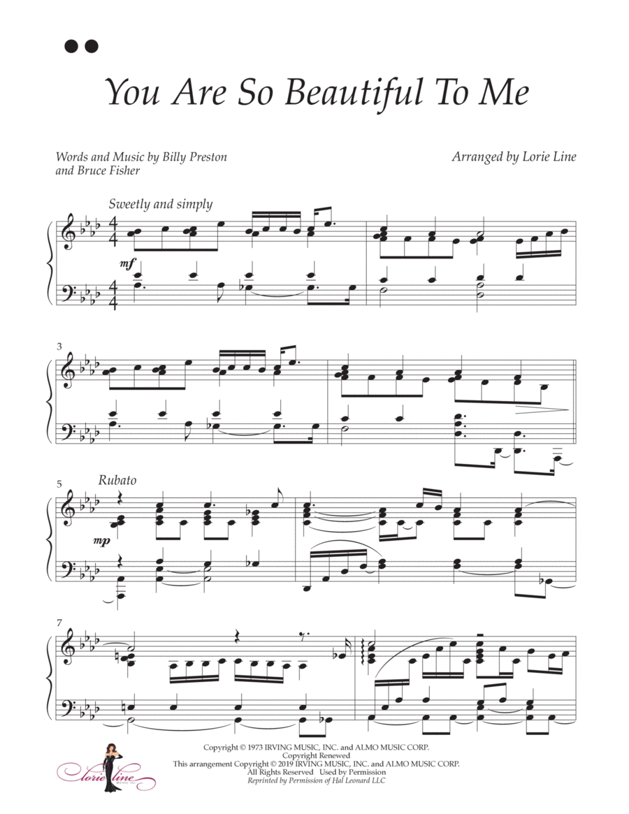 You Are So Beautiful Piano Solo scores gallery preview page 1