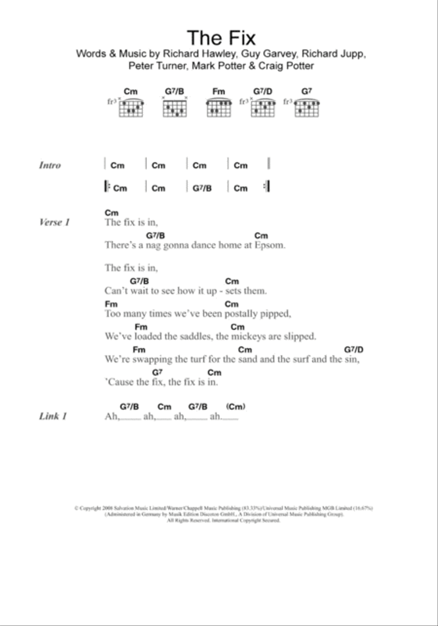 The Fix (featuring Richard Hawley) Guitar scores gallery preview page 1