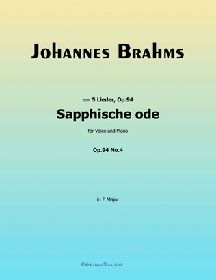 Book cover for Sapphische ode, by Johannes Brahms, in E Major