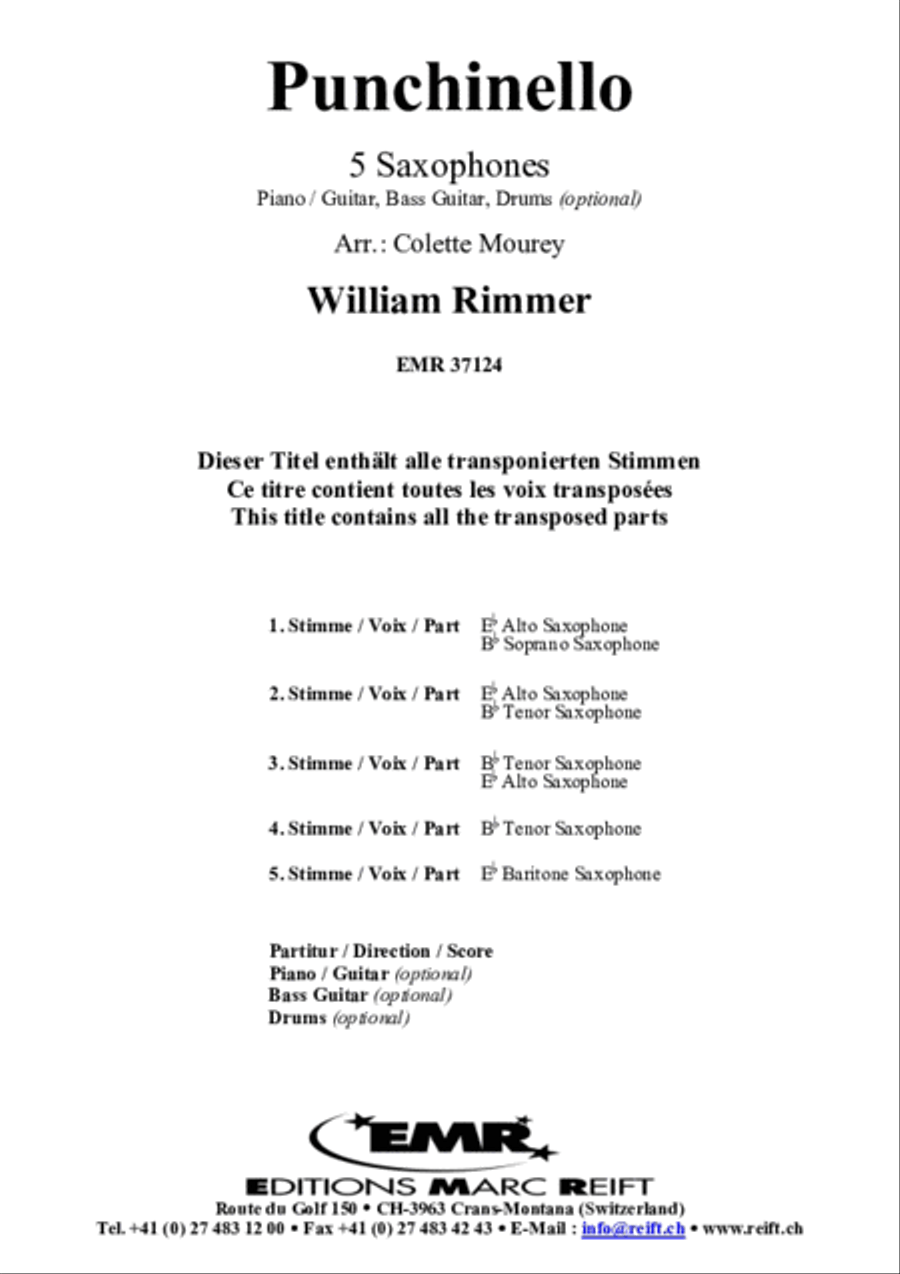Punchinello Saxophone Quintet scores gallery preview page 2