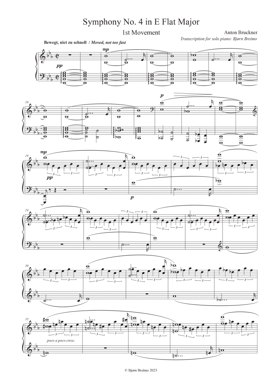 Symphony No. 4 in E flat major, 1st movement Piano Solo scores gallery preview page 1