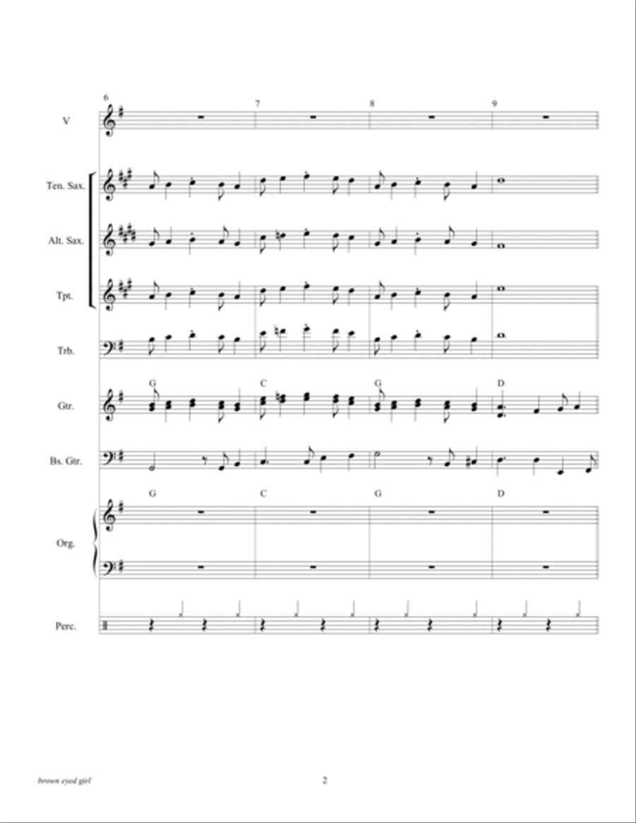 Brown Eyed Girl Tenor Saxophone scores gallery preview page 4