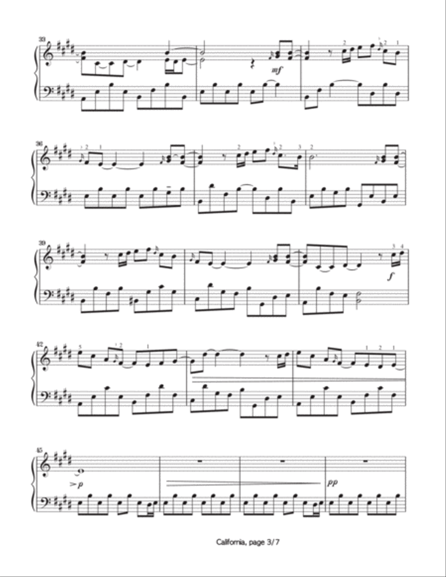 California Piano Solo scores gallery preview page 4