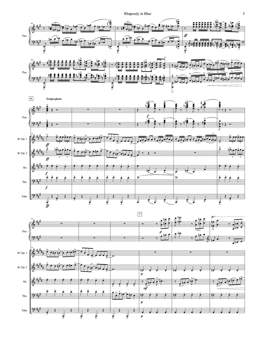 Rhapsody in Blue - Brass Quintet and Piano Brass Quintet scores gallery preview page 6
