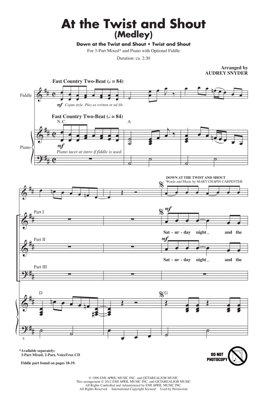 At The Twist And Shout 3-Part scores gallery preview page 1