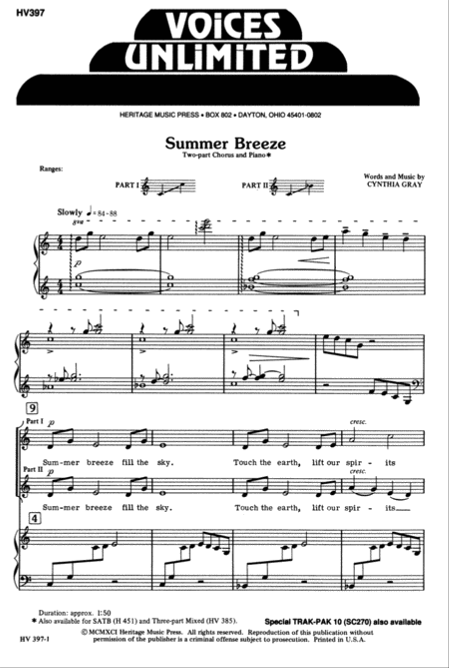 Summer Breeze A Cappella scores gallery preview page 2