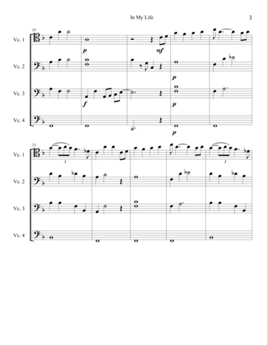 In My Life In My Life Cello scores gallery preview page 4