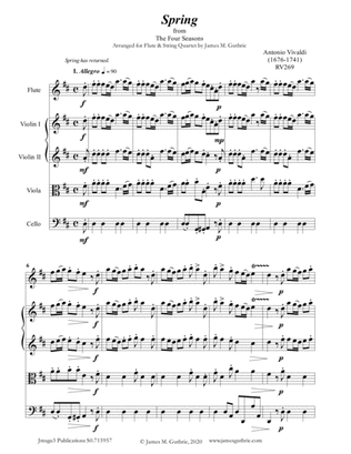 Vivaldi: Spring from the Four Seasons for Flute & String Quartet