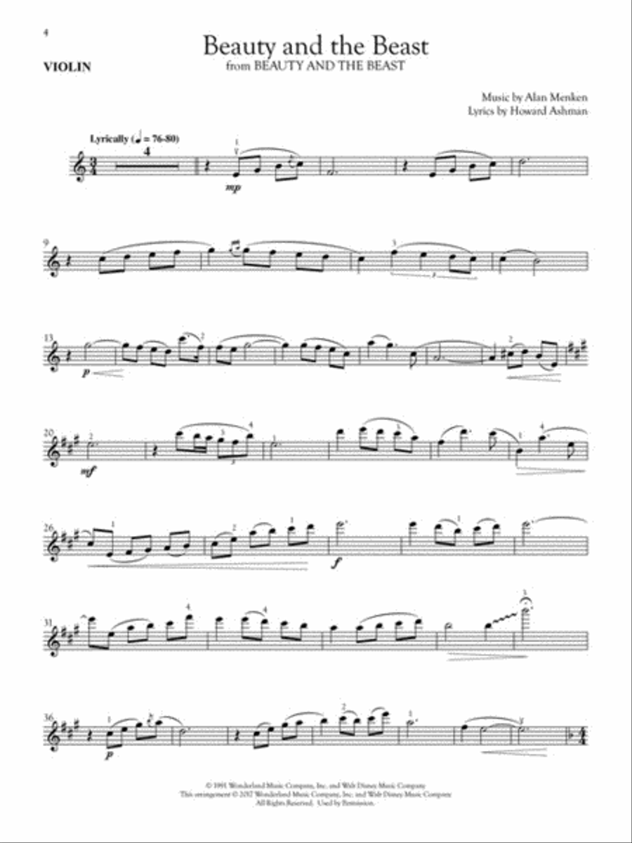 Disney Songs for Solo Violin & Piano Violin Solo scores gallery preview page 5